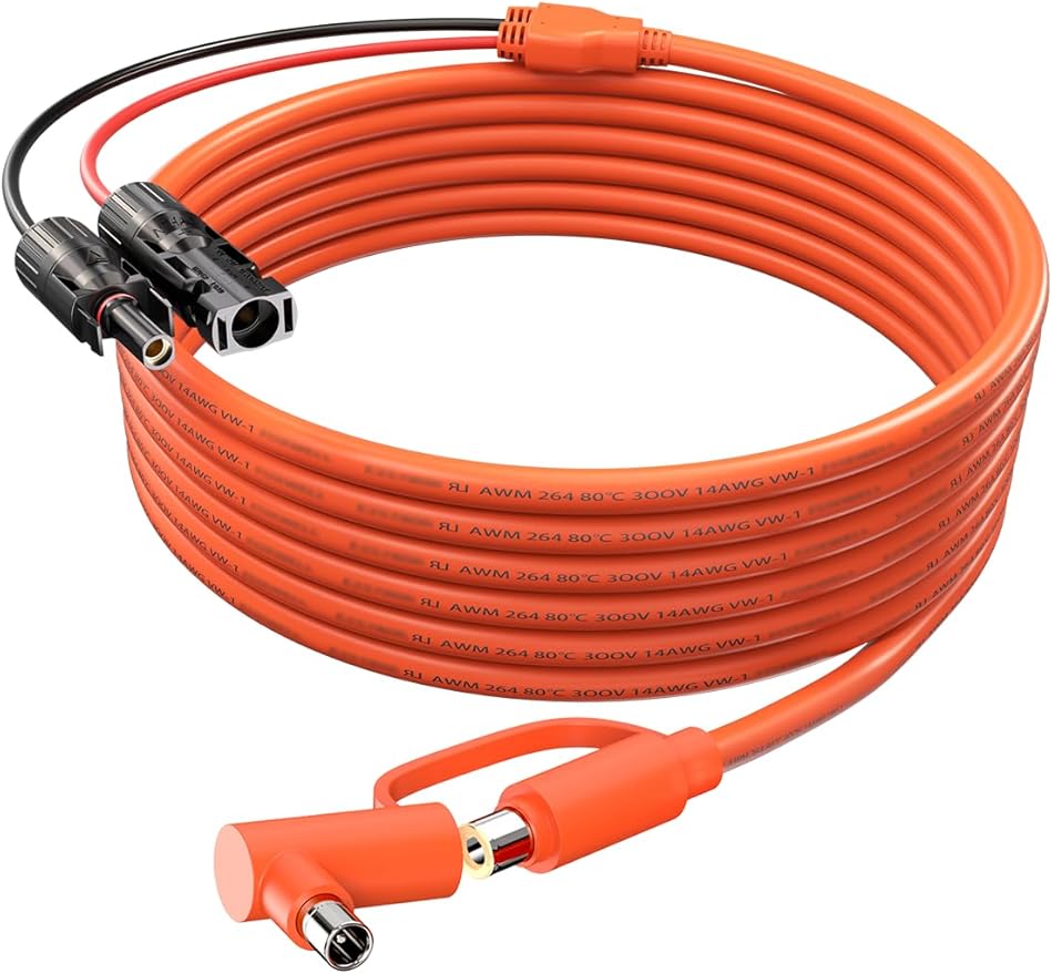 Solar Connector to DC 8mm Adapter Cable, 2M 6FT 12AWG+14AWG Solar Cable with DC8020/7909 for Jackery Explorer 160 240 500 1000 GZ Yeti BLUETTI Portable Power Station, Solar Generator, Solar Panel
