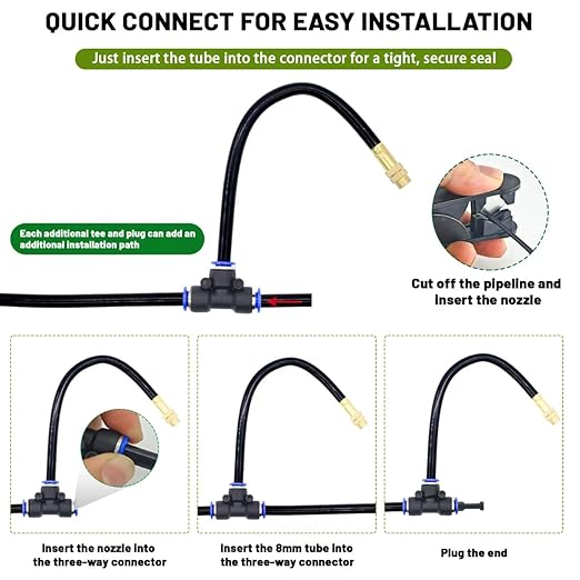 Thiswing 360° Adjustable Drip Irrigation System - 66 FT Automatic Garden Watering System with 22 Nozzles, Raised Bed Sprinkler System, Garden Mister for Yard, Lawn, Plants, 5/16" Tubing