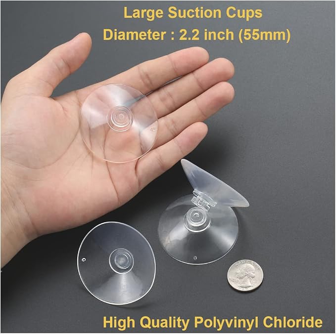 22 Pieces 2.2 inch Large Clear Suction Cups for Glass, Thick Without Hooks Without Holes, Professional Heavy Duty Sucker for Home Organization Window Decoration Bathroom Kitchen Bird Feeder
