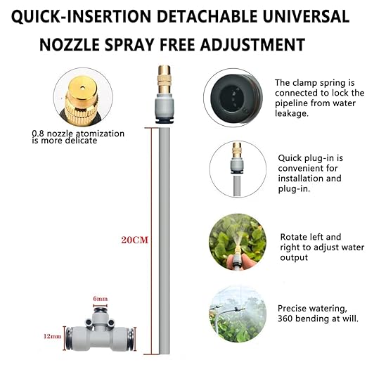 New Drip Irrigation Kits,Quick Connector Automatic Irrigation System,with Replaceable Bending Dropper,atomizing Copper Nozzle for Watering System for Garden Plant Lawn Patio. (25M)