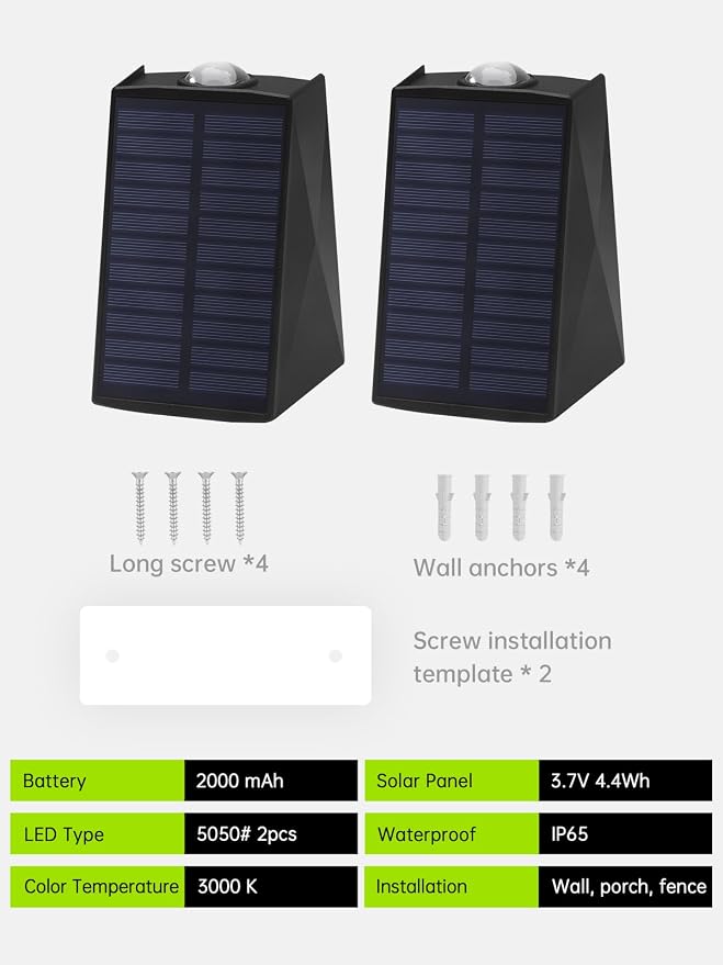 Mrzxy Solar Wall Lights Outdoor Up Down Solar Sconce Lights Outdoor Powered Warm White 3000K Waterproof for Exterior, Garage, Wall, Outside