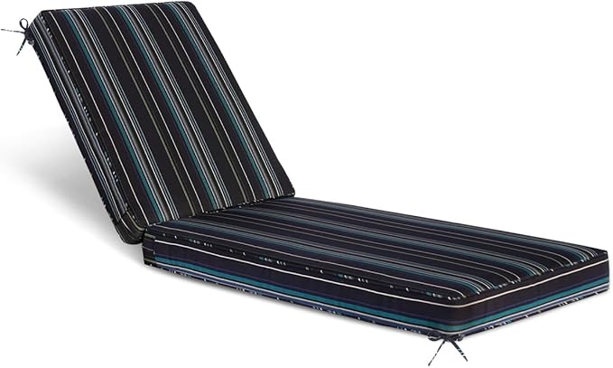 Sundale Outdoor Olefin Chaise Lounge Cushion, Water-Resistant Patio Lounge Chair Cushion, Thick Lounger Pad with 4 Straps Harbor Blue, 80 x 26 x 4 Inches