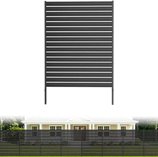 1 Panel No Dig Privacy Fence Screen, 60" H × 48" W Metal Outdoor Air Conditioner Fencing for AC Unit Cover, Hide Trash Bins, & Pool Equipment Enclosure, Decorative Garden, Patio & Backyard, Rustproof