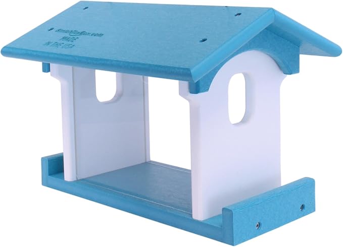 Bluebird Feeder - Poly Lumber - Hanging Blue Bird Feeder for Mealworms (Aruba Blue and White)