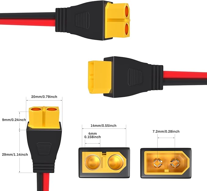Goupchn XT60 Male to Female Connector 12AWG 10ft Extension Cable for RC Battery, Battery Pack, Solar Generator, Portable Power Station and Solar Panel