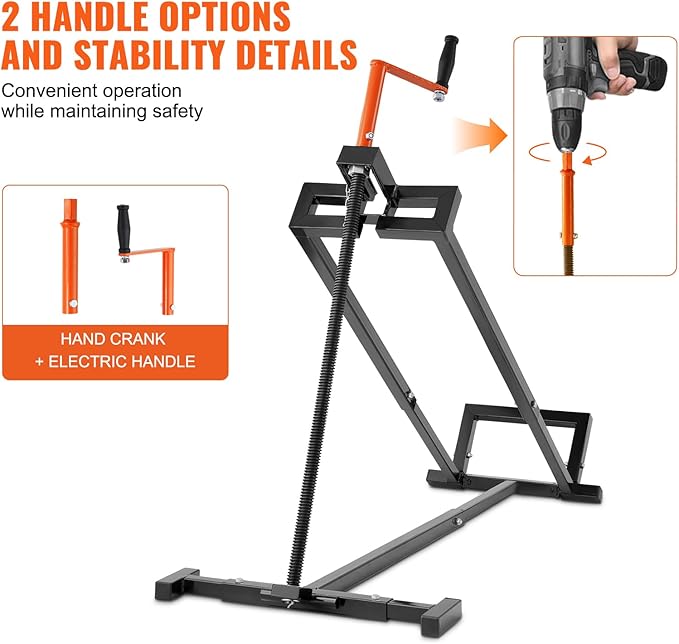 VEVOR Ride on Lawn Mower Lift Jack, 880 Lbs Weight Capacity, Telescopic Maintenance Jack with Crank Handle & Power Tool Handle, Foldable Lawn Tractor Lifter for Lawn Mowers and Garden Tractors, Black
