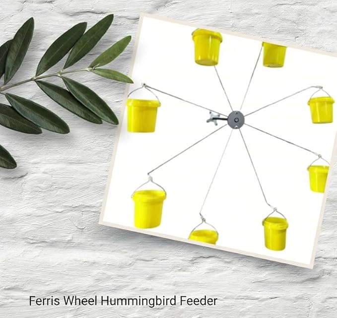 Ferris Wheel Hummingbird Feeder - 8 Spinning Basket Bird Feeder for Outdoors, Hanging Wild Bird Feeder with Dynamic Design Attracts Hummingbirds, Easy-Fill Weather-Resistant