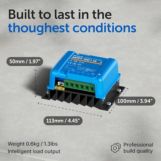 Victron Energy BlueSolar MPPT Solar Charge Controller - Charge Controllers for Solar Panels - 100V, 15 amp, 12/24-Volt