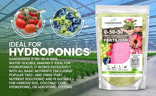 GARDENWISE 0-50-30 Universal Premium Bud and Bloom Booster Increases Flowering & Yield, for Use in Soil and Hydroponics, Super Concentrated Flower Fuel (2 LBS)