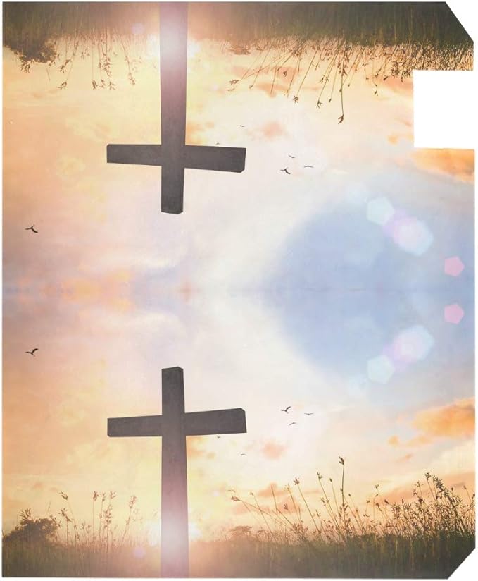 ZZKKO Magnetic Mailbox Covers Autumn Sunrise Cross Letter Box Cover Colorful Painting Graden Outdoor Decorations,25.5x20.8 Inch Large Size,Multicolor