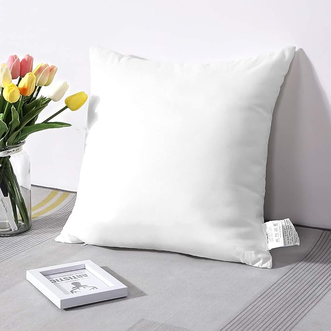 OTOSTAR Outdoor Throw Pillow Inserts - Pack of 2 Water Resistant Cushion Inner Pads for Patio Garden Coffee House Decorative Waterproof Pillow Inserts 18x18 Inch -White