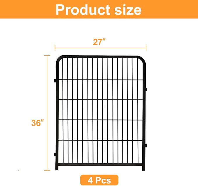 Getlay Garden Fencing 36 Inch High, 4 Panels Total 8.9 Ft(L) Dog Fence Outdoor for Yard, 4 One-Sided Plate, No Door, Anti Dig Fence Barrier, Dog Pen, Rabbit Fences, Garden Fences and Borders