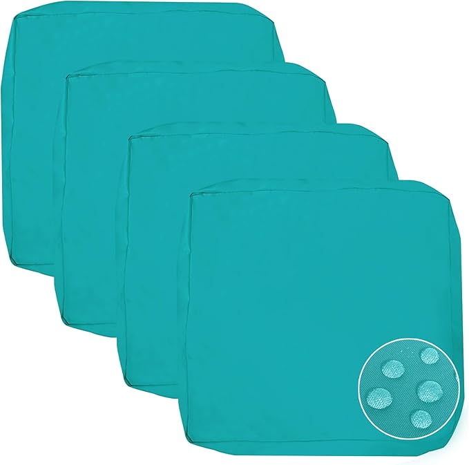 Sqodok Patio Cushion Covers, Waterproof Outdoor Cushion Covers Replacement, Patio Cushion Seat Slicovers for Sectional Sofa, Chair, Outdoor Wicker Patio Sofa (Sky Blue, 24"x22"x4"-4 Pack-Cover ONLY)