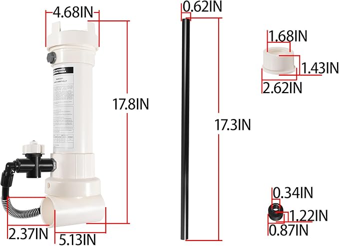 R171096 Pool Chlorinator, 320 Automatic in-Line Chlorine/Bromine Feeder Compatible with Rainbow 320, Upgraded Replacement for R171096 Chlorinator for Pools and Spas, for 6,500–70,000 Gallons