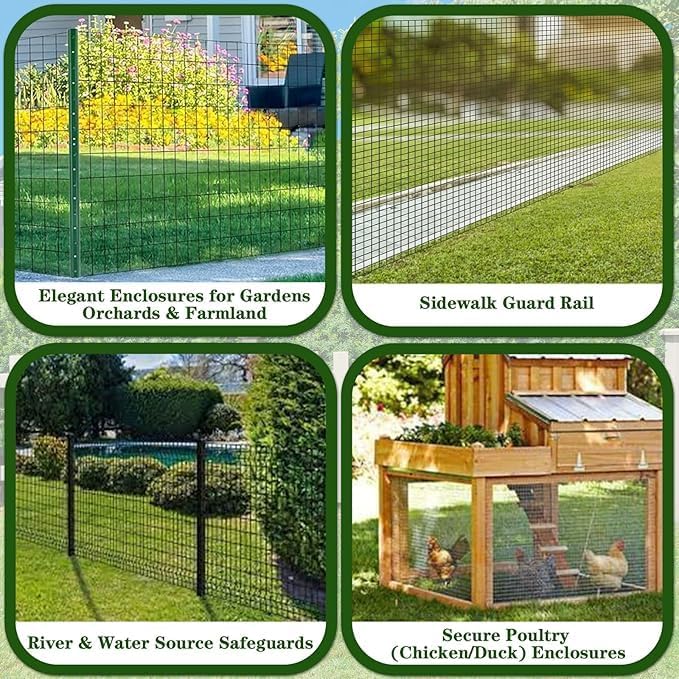 Black PVC Coated Welded Wire Fencing 36 Inch x 50 Foot, 2 Inch x 3 Inch 16GA, Garden Border Fence Roll Vinyl Coating Metal Wire Mesh for Yard Vegetable Plant Protection Poultry Netting