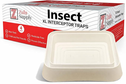 Bed Bug Interceptor Traps – XL White 4-Pack Passive Monitor & Detection Trap – Universal Fit for Bed & Furniture Legs – Reusable Non-Climbable Wall Pest Control Protection (XL White 4-Pack)
