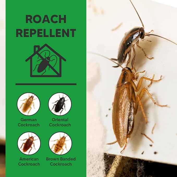 Roach Repellent Indoor, Cockroach Repellent Pet Safe, Long-Lasting Roach Deterrent for Kitchen/Bathroom/Garage/Basement, Keep Roaches Away, Indoor and Outdoor Use-4 Pack