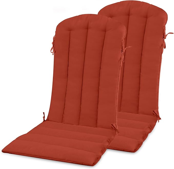YEFU Adirondack Chair Cushion, Thin Rocking Chair Cushions with Straps Set of 2, Folding Patio Chair Pad for Indoor and Outdoor, 19.7x18.9x1.5 Inch, Burnt Orange