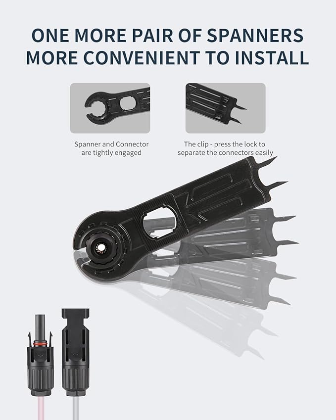 VOU 5Pairs(10AWG) DC Solar photovoltaic PV Connector with Spanners 1000V35A IP68 Waterproof Solar Panel Cable Connectors Kit for Cable 2.5/4/6mm2…