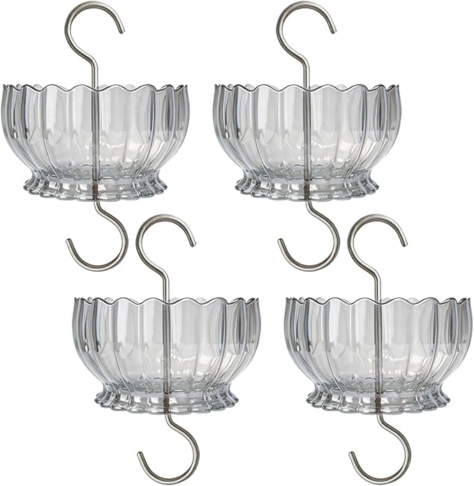 Extra Large Ant Moat for Hummingbird Feeder - Pack of 4PC x 9 OZ Capacity Insect Guard Daisy (Clear)