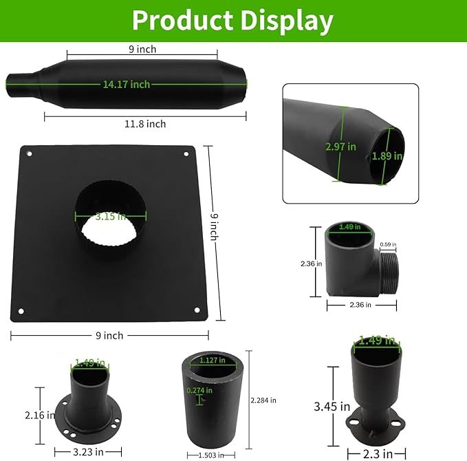 2026 Heavy Duty Upgraded Generator Exhaust Extension Silencer Kit With Insulated Through-Wall Mounting Plate, Reduce Noise By 52% and Safe Emission Exhaust Gas