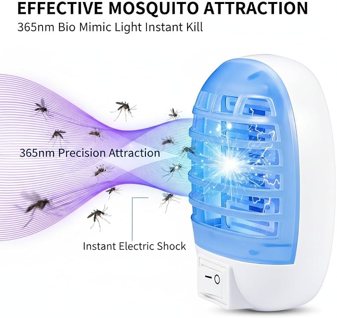 2026 6Pack Bug Zapper Indoor Plug in Mosquito Zapper Indoor,Baby Secure Mosquito Killer for Nursery&Bedroom,Fruit Fly Zapper Insect Killer with 365nm Blue Light,Plug in Gnat Killer for Kitchen&Plant