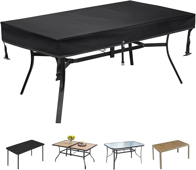 SUNICO Outdoor Table Cover rectangular (72" L x 35" W x 6" H), Patio Table Cover rectangle for Patio Table & Dining Table & Picnic Table.Windproof, Waterproof, Stain-Resistant, Durable Table Cover