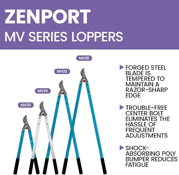 Zenport MV32 Professional Tree Lopper, Orchard and Landscape, 2-Inch Cut, Forged Head, 32-Inch Long