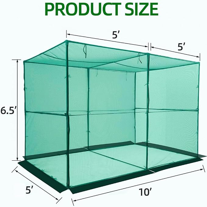 Crop Cage Plant Protection Tent 5 x 10 x 6.5 Feet, Easy to Install Protection Garden Cages, Crop Cages with Storage Bag Suitable for Garden Patio Lawn