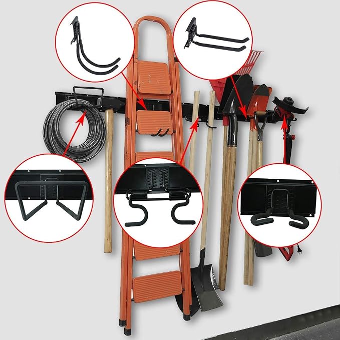 Wallmaster 15 PCS Tool Storage Rack Garage Storage Wall Mount & Bike Rack for Garage 2-Pack Bike hooks Bike Hanger Wall Mount