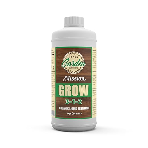 Urban Garden Outfitters Mission Fertilizer Grow 3-1-2 Organic Liquid Plant Fertilizer- All-Purpose, Fish-Based Nutrient Boost for Healthy Growth, Indoor & Outdoor Plants, Quart