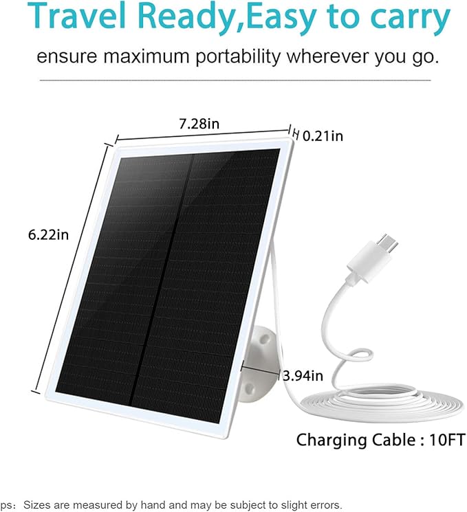 4 Pack Solar Panel Camera Charger Fit for Arlo Essential Spotlight/XL Spotlight/Essential 2k 2nd 3rd gen 2 3 Camera,Arlo PRO 6,Ring Spotlight Cam Plus/Spotlight Pro 5V 7W Solar Panel Charging Cable