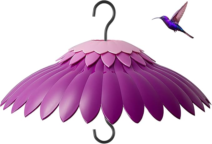 Beserie Baffle for Bird Feeder Cover With 3 Hooks - Suitable for Hummingbird and Wild Bird Feeders, Built-in Moat, Protective Hanging Cover, 14 Inches (Deep Purple)
