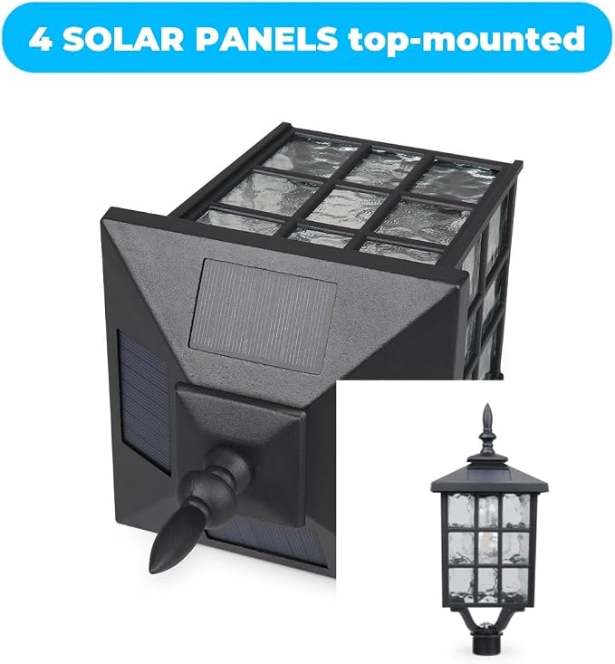 Solar Lamp Post Light, ST4324SS4 Outdoor Waterproof LED Street Floor Post Lights Solar Powered for Pathway Garden Driveway Landscape Backyard