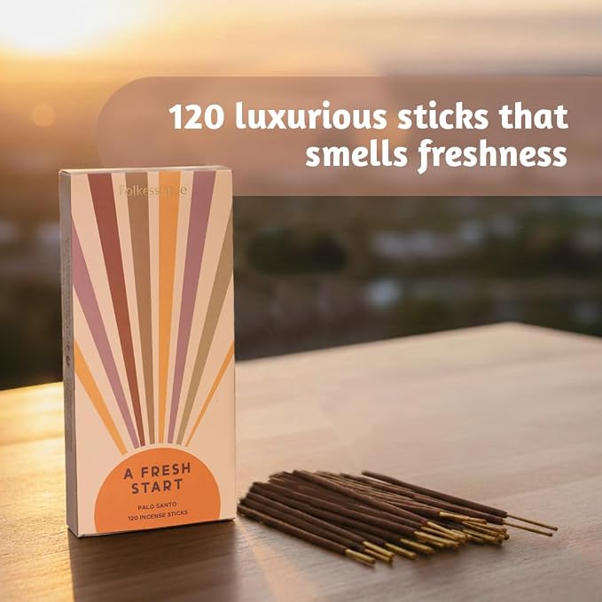 Folkulture Palo Santo Incense Sticks (120 Sticks) | Insence-Sticks for Graduation Gifts, Aromatherapy, Yoga, Room Freshener Gifts |No Charcoal,Non Toxic, 45 Mins, Long Burning Inscents-Sticks