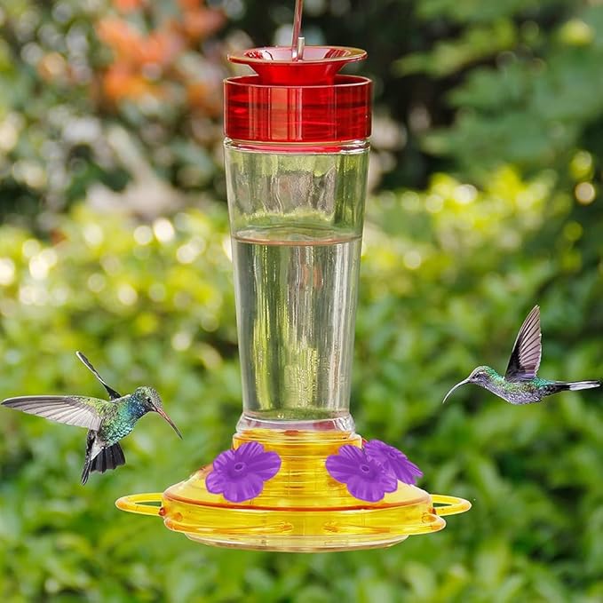 Hummingbird Feeder Replacement Parts - 16 PCS Purple Flowers, Bee Guards for Perky Pet Glass Plastic Base