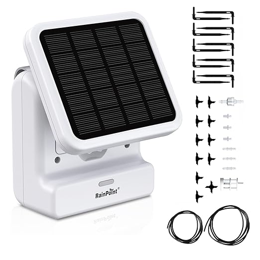 RAINPOINT Smart WiFi Solar Drip Irrigation System for Indoor&Outdoor Use,WiFi HUB Need,APP Control Auto Plant Waterer Device Kit Water Shortage Protection Push&Email Notification Water 10-20 Plants