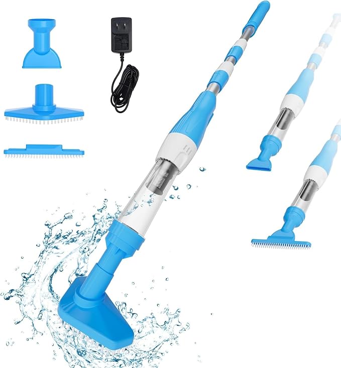 3 in 1 Cordless Rechargeable Pool Vacuum, Handheld Pool Cleaner Ideal for Spas, Hot Tubs and Small Pools for Sand and Debris (Blue)