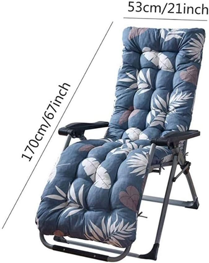67 Inch Patio Lounge Chair Cushion, Indoor/Outdoor Floral Printed Lounger Cushions with Ties and Top Cover Non-Slip High Back Chair Cushions