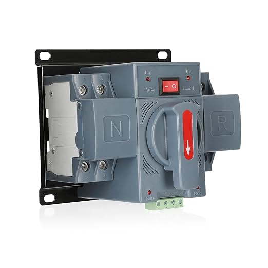 100Amp 110V AC Dual Power Automatic Transfer Switch, ATS 2P Manual Changeover Electrical Switch, Solar Back Up Power Auto Selector Overvoltage, Undervoltage 50/60Hz CE Certified