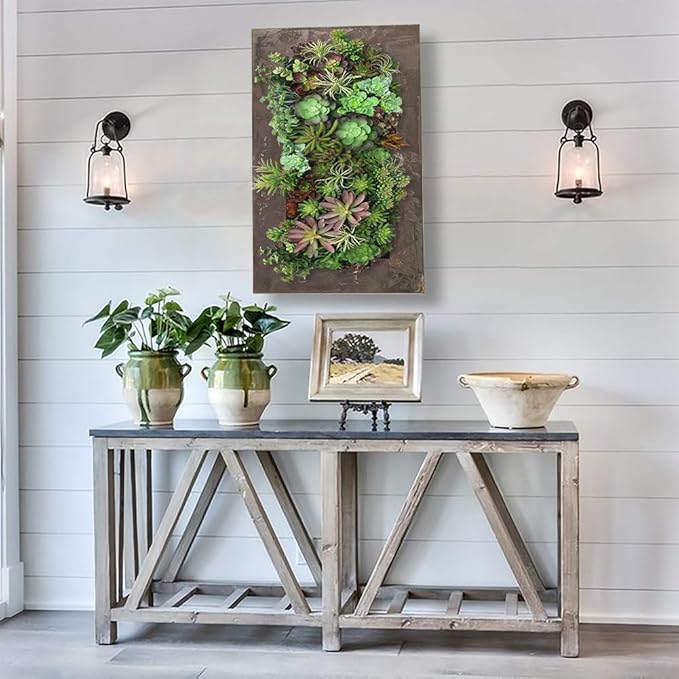 Modern Home Living Wall Galvanized Steel/Zinc Succulent Planter, Wall Mounted Garden Pocket Planter (18 Pocket, Rust Zinc)