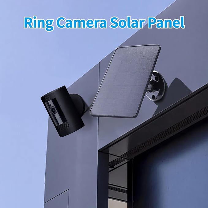 Ring Camera Solar Panel, Compatible with Ri ng Stick Up/Pro Cam Battery, Ring Spotlight Plus/Pro Battery, Waterproof 5V6W, 9.8 inch Long Charging Cable (2Pack) (Black)