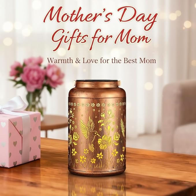 Solar Lanterns Outdoor Waterproof Hummingbird Garden Decor Gifts for Women Mom Grandma Hanging Solar Lights Metal Solar Decoration Outside for Yard, Patio, Backyard, Porch