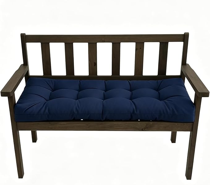 40x20in Bench Cushions for Outdoor Furniture Tufted Seat Cushions Waterproof Porch Swing Pad for Garden Patio Funiture Navy Blue