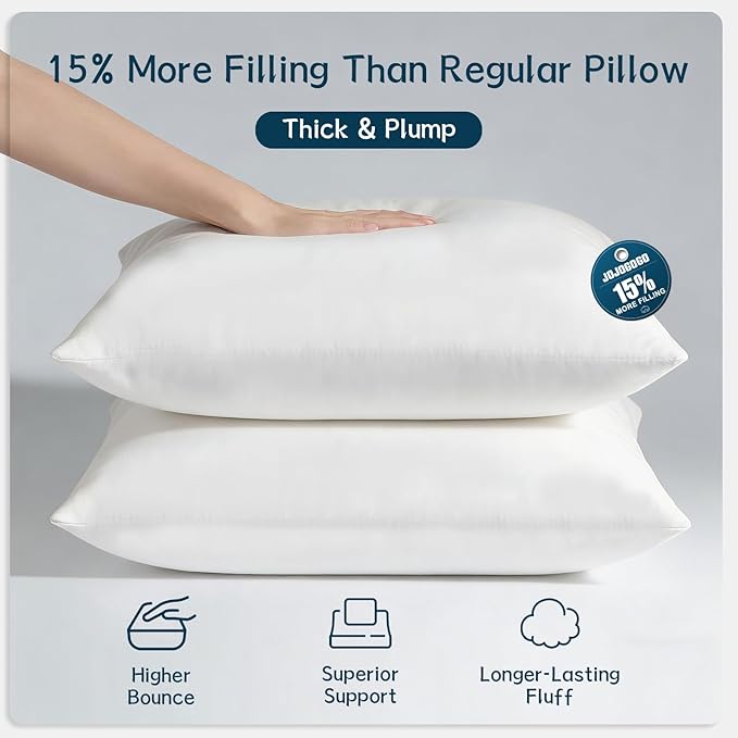 JOJOGOGO 18x18 Outdoor Throw Pillow Inserts Waterproof Set of 4, 18 x 18 White Water Resistant Decorative Pillows for Couch Porch and Patio Furniture