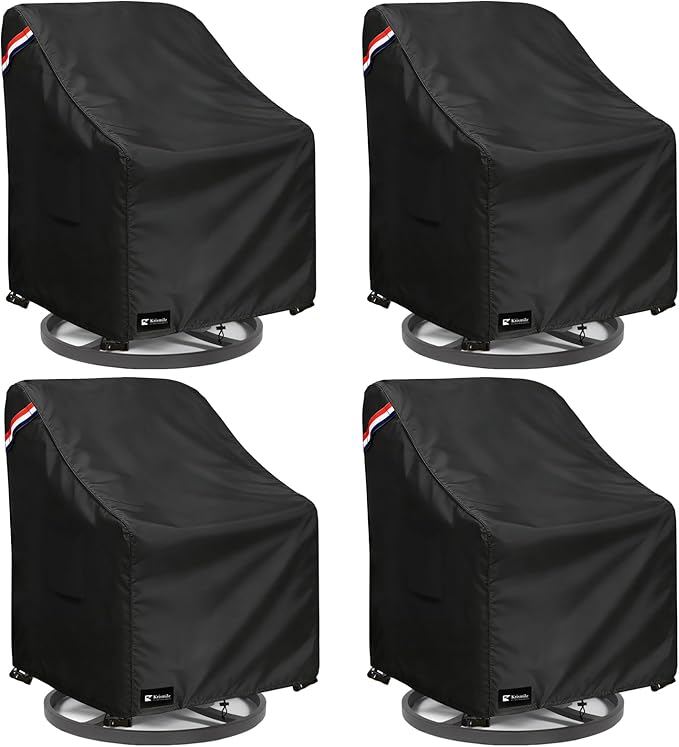 Outdoor Swivel Rocker Chair Cover 4 Pack, Waterproof Rocking Chair Covers, All-Weather Protection Outdoor Lawn Patio Furniture Covers for Patio Chair 35" W x 38" D x 32" H, Black