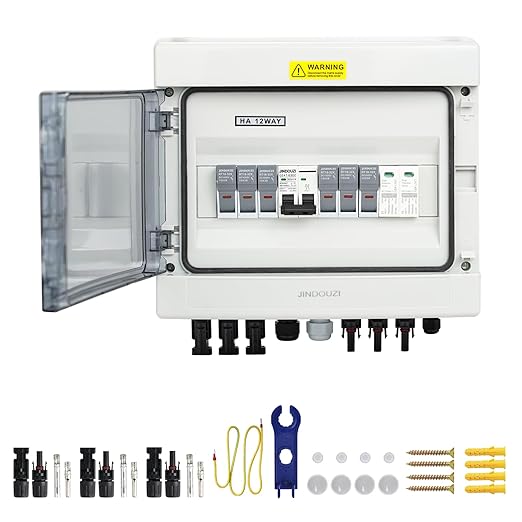 3 in 1 Out Solar Combiner Box,PV Combiner Box with 20A PV Fuse,DC 63A Circuit Breaker and Surge Protector,IP65 Solar Disconnect Switch Box for Indoor Outdoor Solar Panel System (3 in 1 Out 20A 1000V)