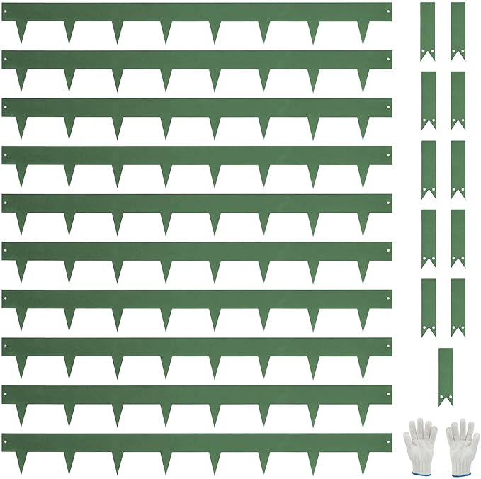 10-Pack Galvanized Steel Landscape Lawn Edging - 4.5 inch Height Green Powder Coated Bendable Metal Strips - Hammer-in Edge Border - Yard Pathway Divider 40 inch Each(33Ft Total), #LYLB45GN-US