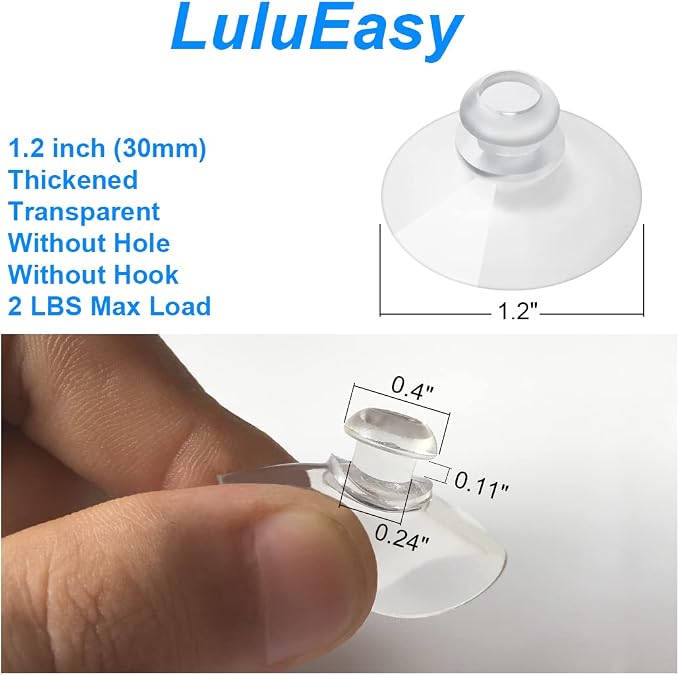 12 Pieces 1.2 inch Small Clear Suction Cups for Glass, Without Hooks Without Holes, Thick Professional Sucker Pads for Organization Decoration Window Bathroom Kitchen Car Radar Detector