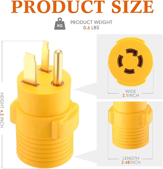 Kanayu NEMA 6-50P to L14-30R 30 Amp Welder Adapter, 50 A 6-50P Male to 30A L14-30R Female, 3 Prong Welding Outlet to 4 Prong Generator Locking Plug Generator to Welder Adapter